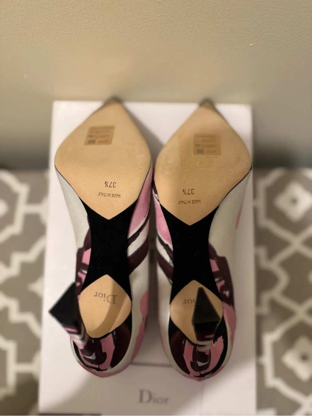 BNIB Christian Dior Songe Pink Burgundy Floral Satin Pumps Full Set Raf Simons